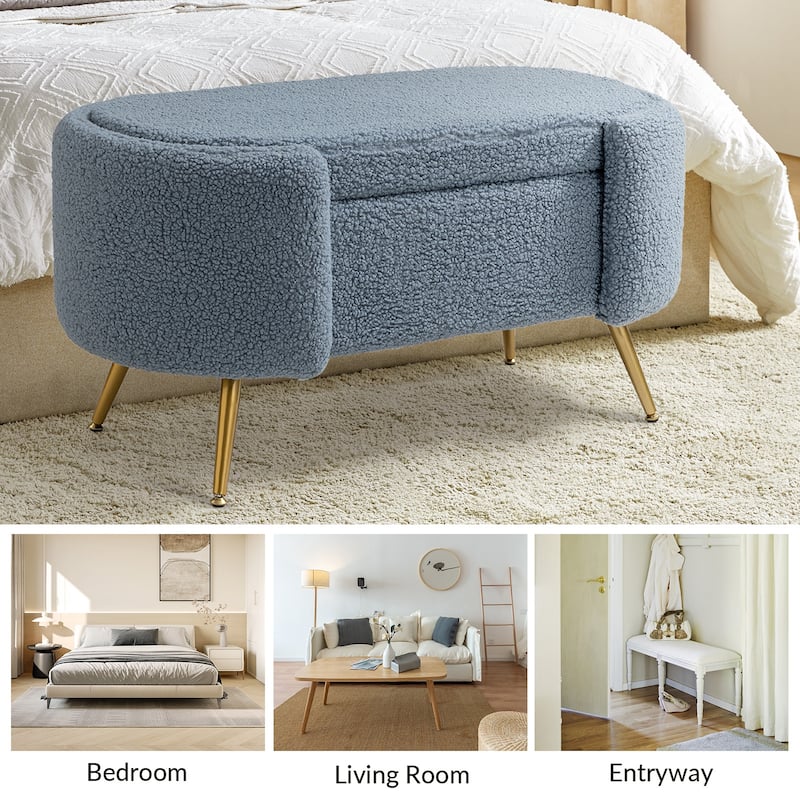 Clara 39.4" Wide Storage Bench with Metal Legs