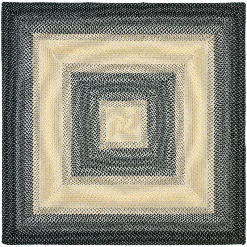SAFAVIEH Handmade Braided Josefa Country Rug - 6' x 6' Square - Black/Grey