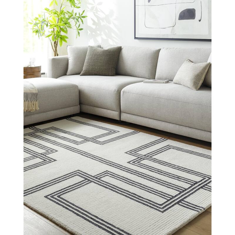 Livabliss Rossi Modern Geometric Area Rug - Black/Grey - 5' x 7' 6"