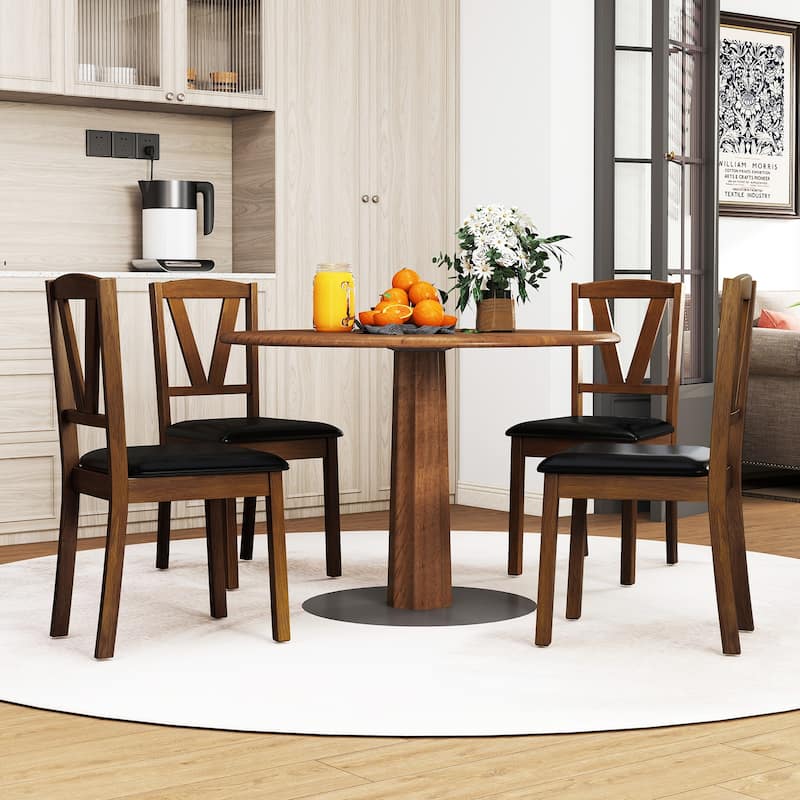Costway Dining Chairs Set of 2/4 PU Leather Dining Room Chairs with