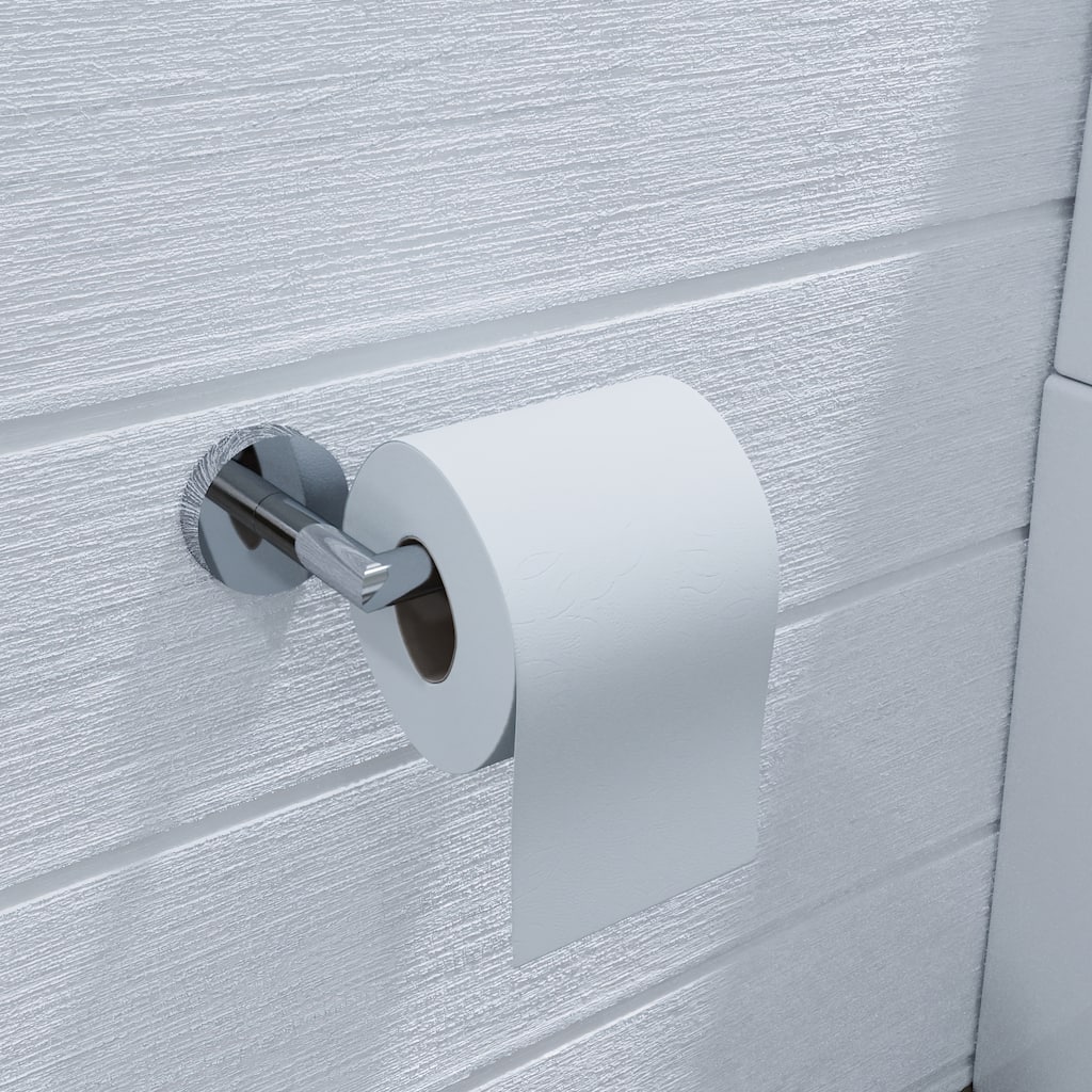 Croydex Epsom Flexi-Fix Screw or Glue Toilet Paper Holder in Chrome