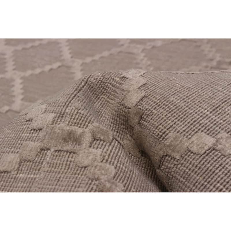 ECARPETGALLERY Hand Loomed Kashkuli Gabbeh Taupe Viscose Rug - 5'7 x 7'11