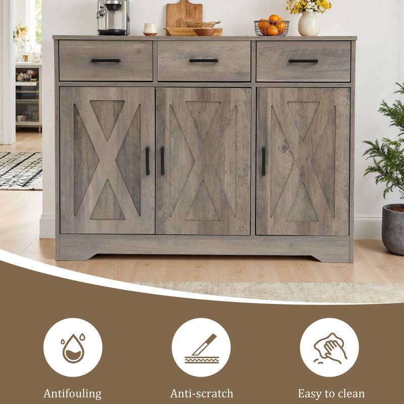 Traditional 3 Drawer Sideboard Storage Cabinet