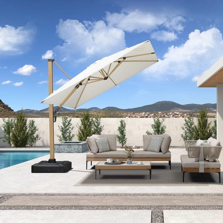 PURPLE LEAF Wood Grain Premium Patio Cantilever Umbrella