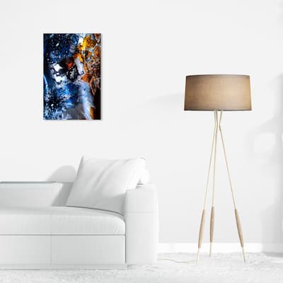 Wynwood Studio Canvas Fashion Mark Zunino - Amber Florals and Saphire Tides Blue and Amber Modern Wall Art Canvas Print