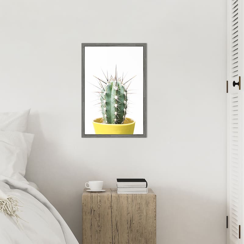 Spikey Cactus by Kathrin Pienaar Framed Canvas Wall Art Print - Sylvie Greywash