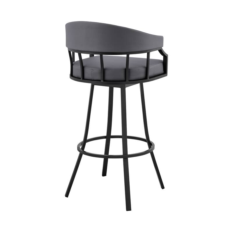 Palmdale Faux Leather and Metal Upholstered Swivel Counter or Bar Stool