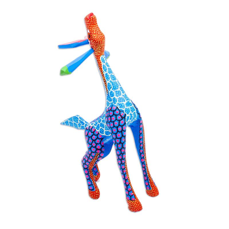 Novica Handmade Stargazing Giraffe In Blue Wood Alebrije Sculpture