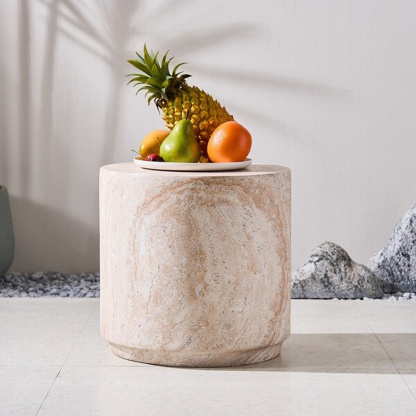 Modern Cylinder-Shaped Magnesium Oxide Side Table - On Sale - Bed