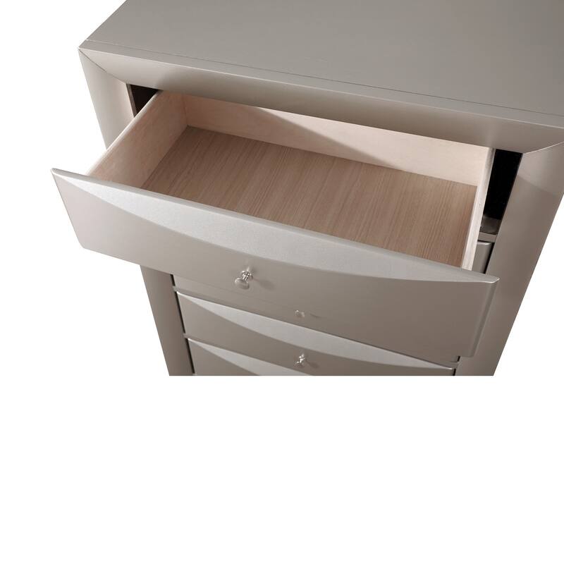 Wooden 5-Drawer Bedroom Chest - 48" - Silver Champagne