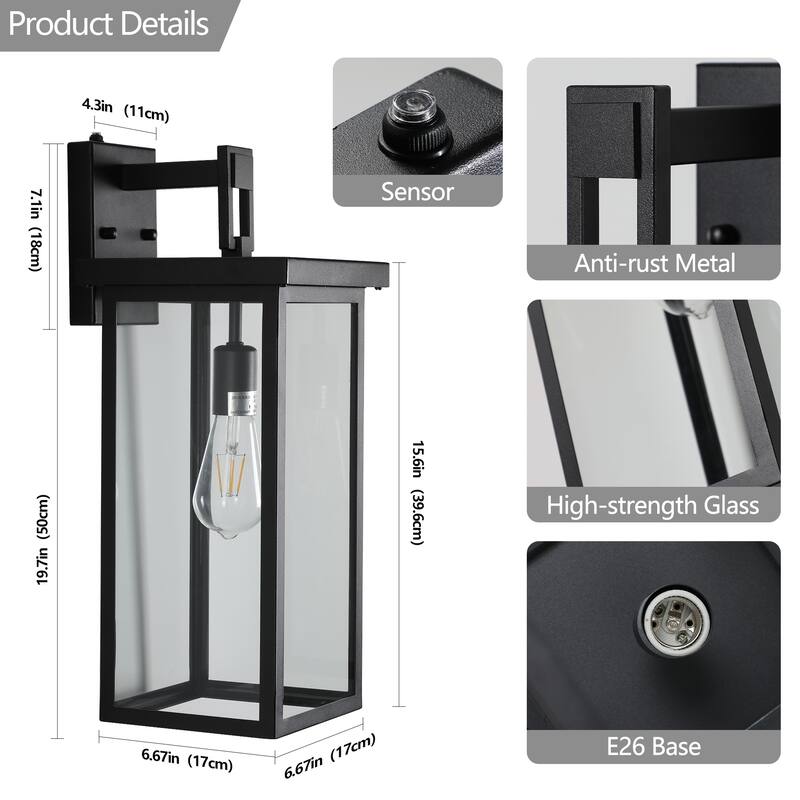 Outdoor Wall Lanterns Ambient Light Sensors,Weatherproof Wall Sconces for Porch, Garage, or Entryway Lighting