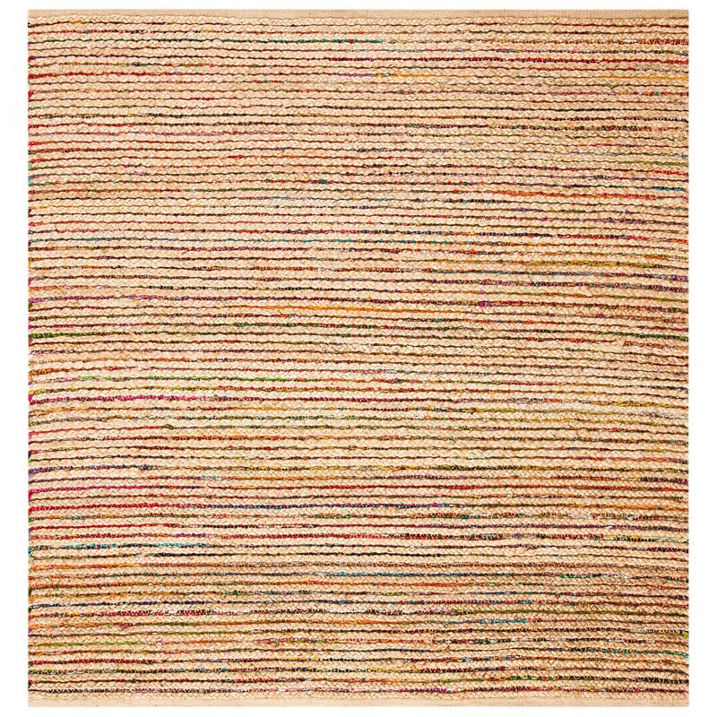 SAFAVIEH Handmade Cape Cod Anjana Coastal Jute Rug - 6' Square - Natural/Multi