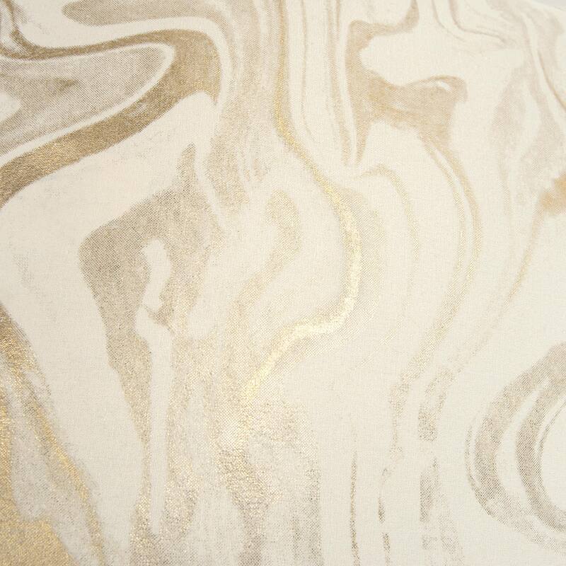 Rizzy Home Neutral Ivory and Metallic Gold Abstract Throw Pillow