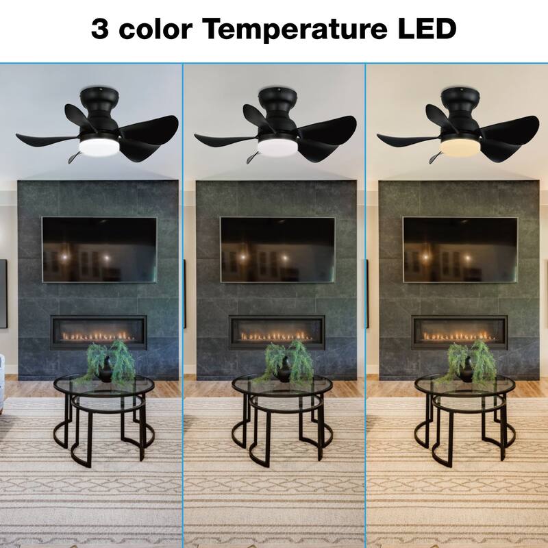 30 in. Modern Indoor Ceiling Fan with Dimmable Light and Remote Control