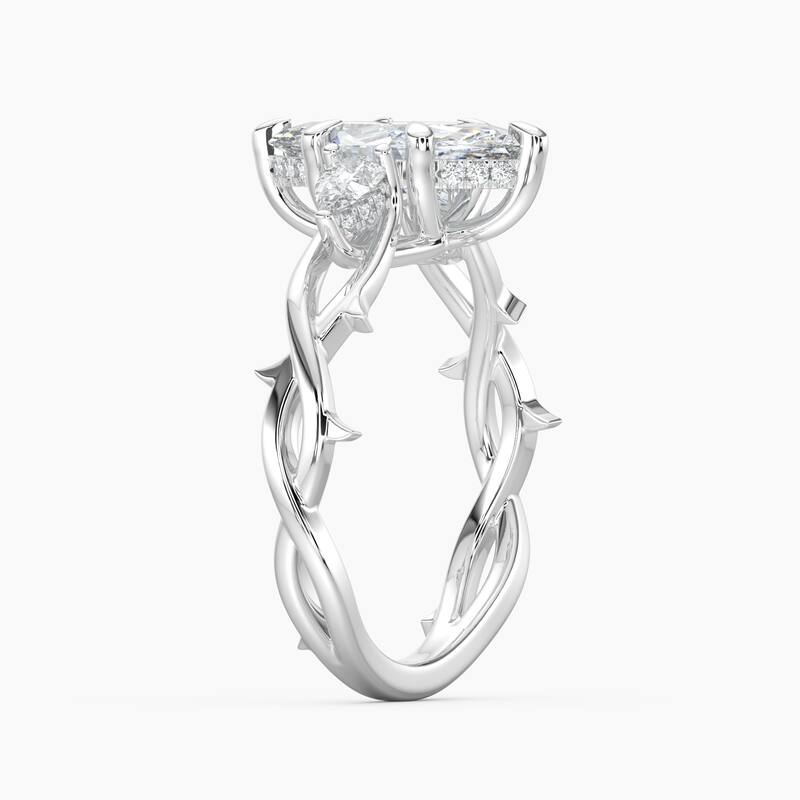Auriya 14k Gold Marquise Lab Grown Diamond Thorn Vine Three Stone Hidden Halo Engagement Ring 1 to 5 ct. tw. (F-G, VS)