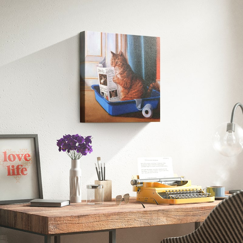 "Cat On A Throne" Cat Wall Art Graphic Art Print on Wrapped Canvas
