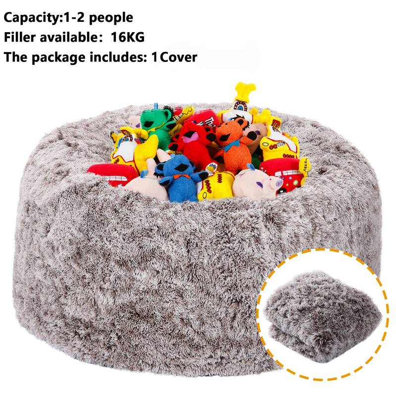 Fluffy Bean Bag Covers Only, Soft PV Velvet Bean Bag Chair Cover for Living Room Bedroom, No Filling