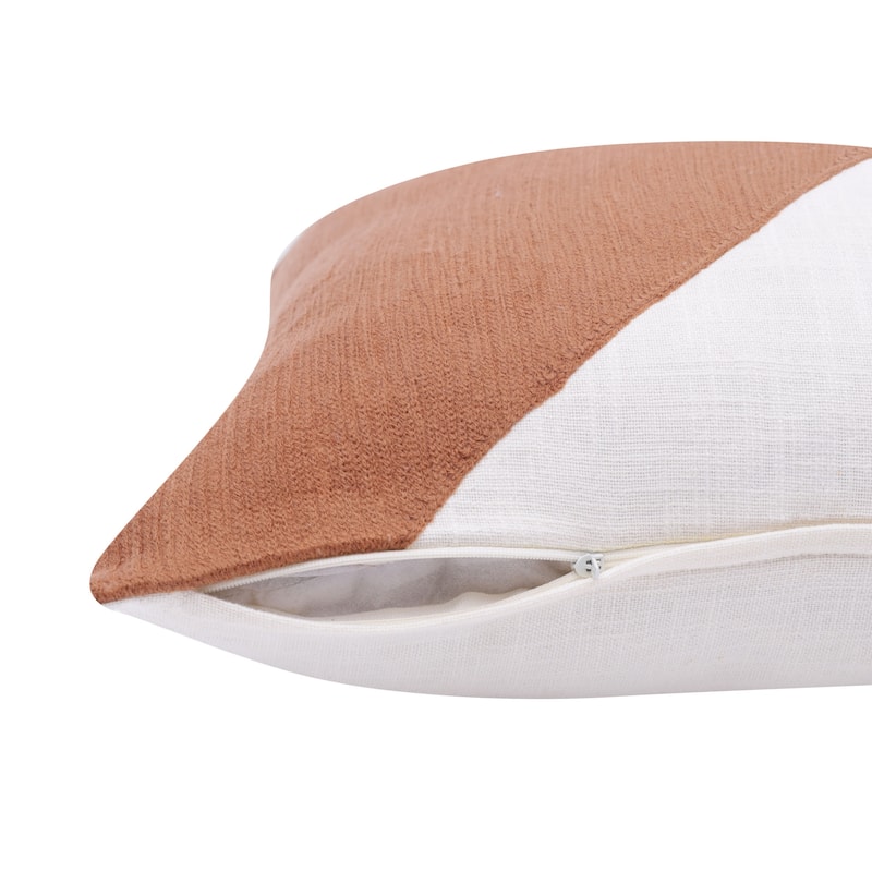 HomeRoots 20" X 20" Brown And Ivory 100% Cotton Abstract Zippered Pillow