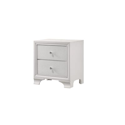 Nightstand with 2 Drawers, Embossed Crocodile Pattern Nightstand, Sofa Side Table with Faux Crystal Dimond Pull