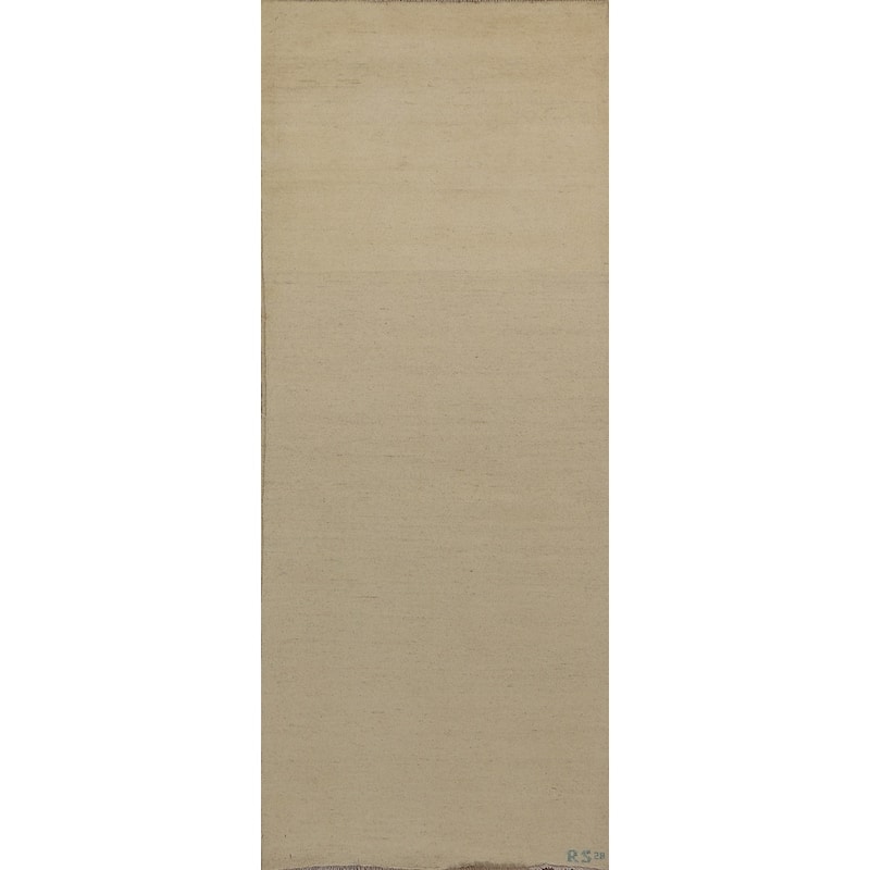 Solid Modern Gabbeh Oriental Runner Rug Handmade Wool Carpet - 3'1"x 9'9"