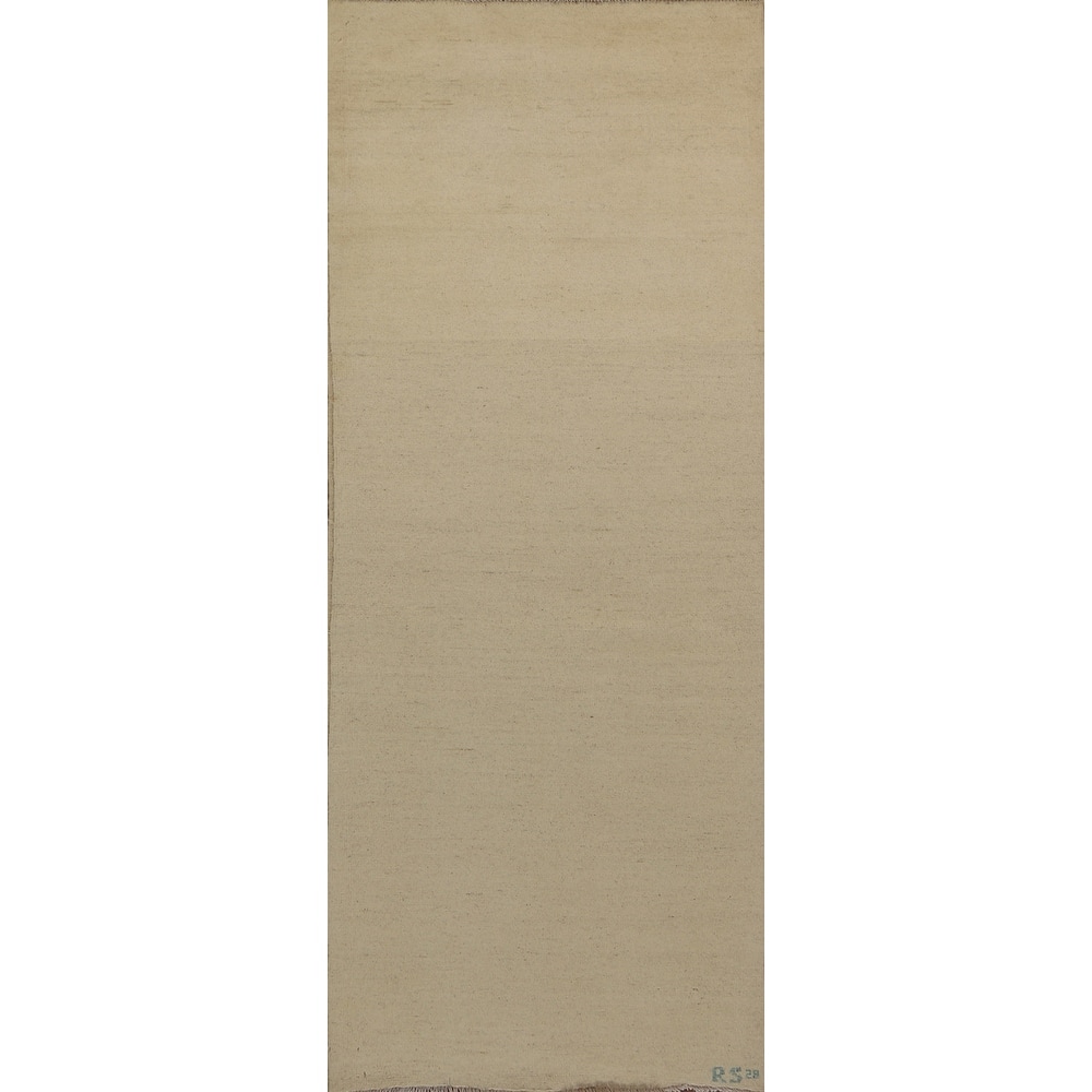 Solid Modern Gabbeh Oriental Runner Rug Handmade Wool Carpet - 3'1"x 9'9"