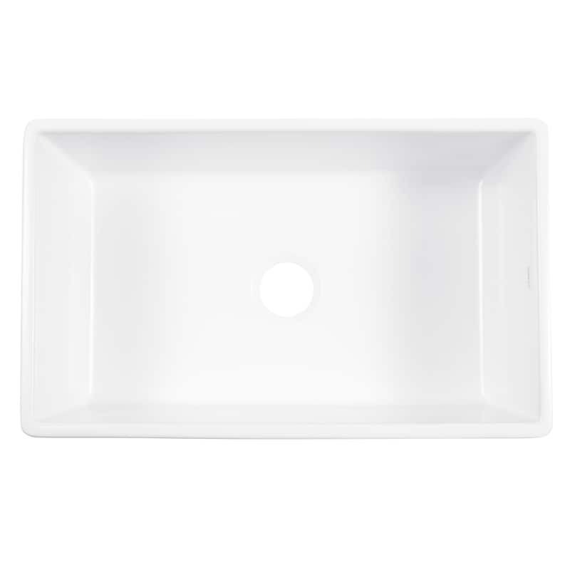 Austen Matte White Fireclay 30" Single Bowl Farmhouse Apron Front Undermount Kitchen Sink and Drain