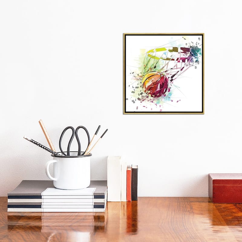 iCanvas "Basketball And Net" by Katia Skye Framed Canvas Print