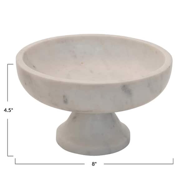 dimension image slide 1 of 2, Marble Footed Bowl - 8.0"L x 8.0"W x 4.5"H