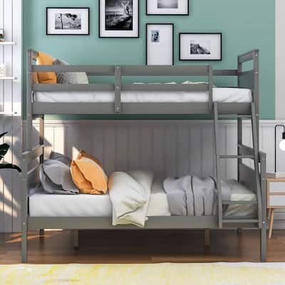 Twin over Full Bunk Bed with ladder, Safety Guardrail