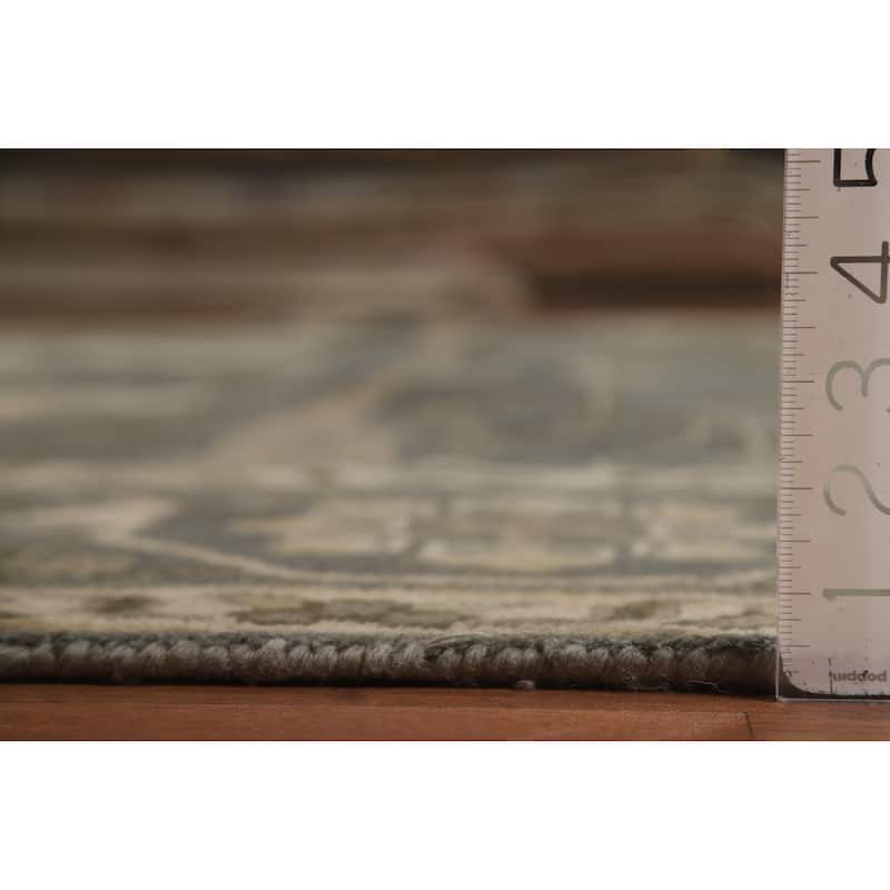 Transitional Gray Oushak Indian Area Rug Hand-Knotted Wool Carpet - 8'1" x 9'9"