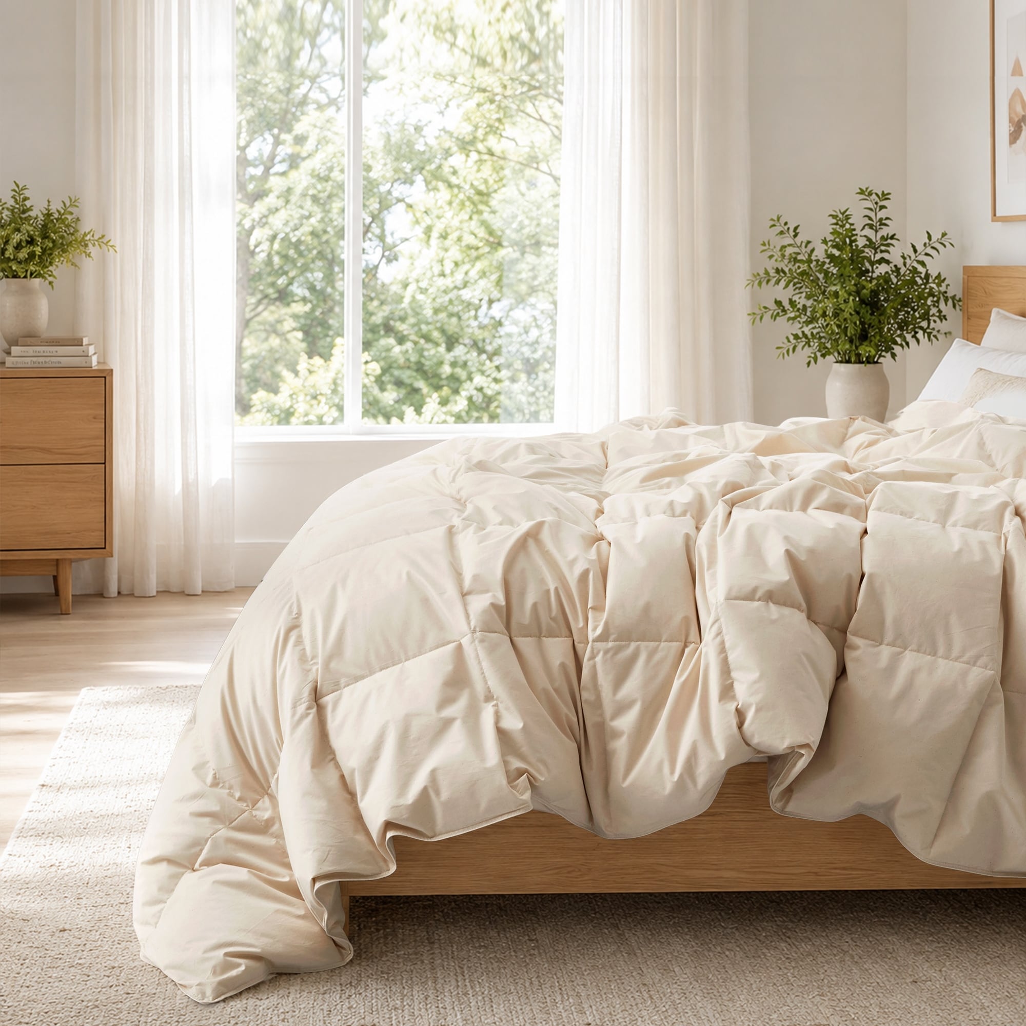 All Season 100% Organic Cotton Down Breathable Duvet Insert Medium Warmth Comforter