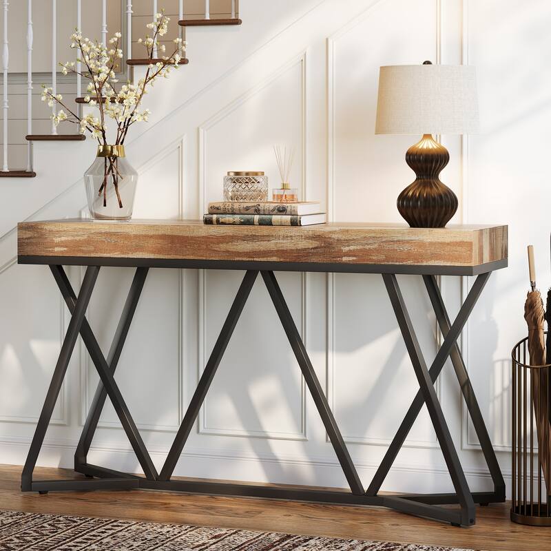 Rustic Console Table, 55 Inch Sofa Table Entryway Table