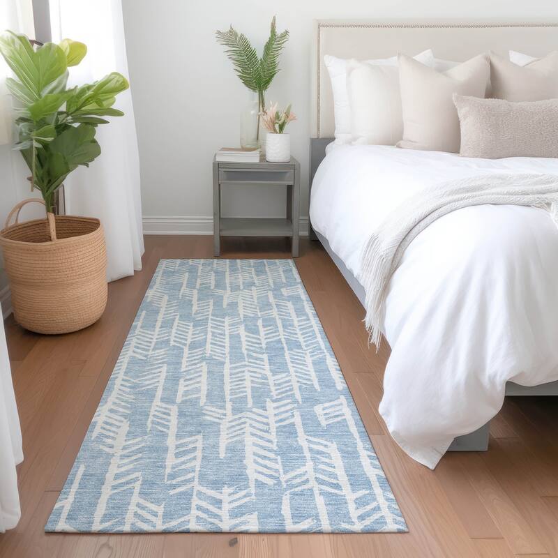 Premium Washable Super Soft Modern Arrows Mayfield Rug - Sky - 2'3" x 7'6"