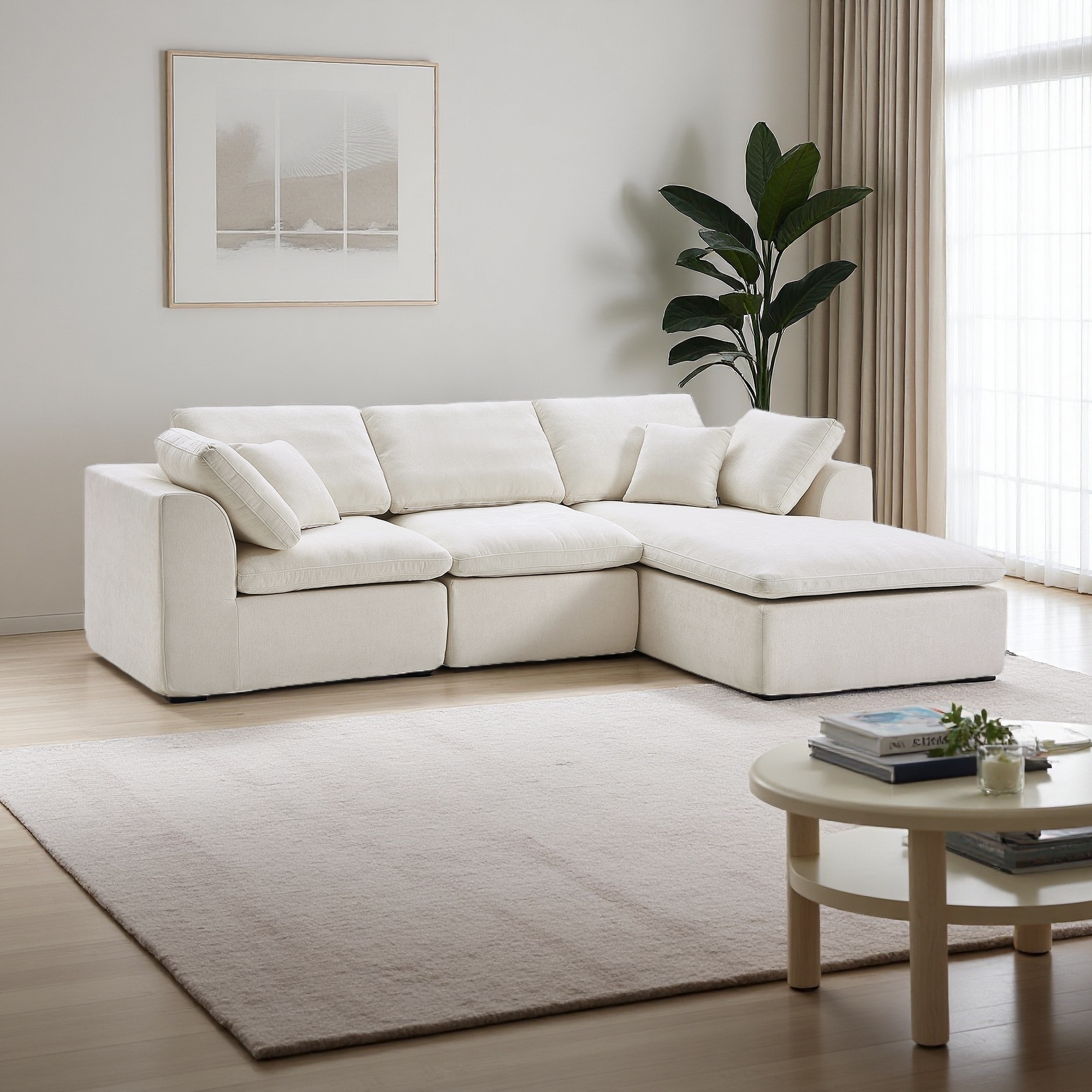 110.2" Corduroy Modern L-Shaped Modular Sleeper Sectional Sofa with Reversible Chaise