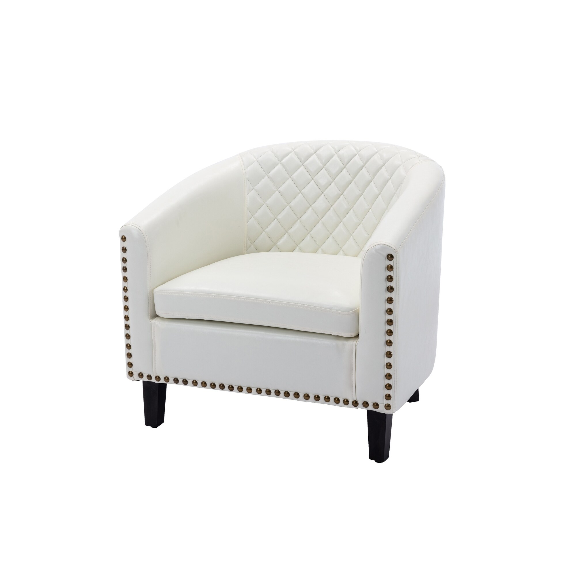 White faux cheap leather tub chair