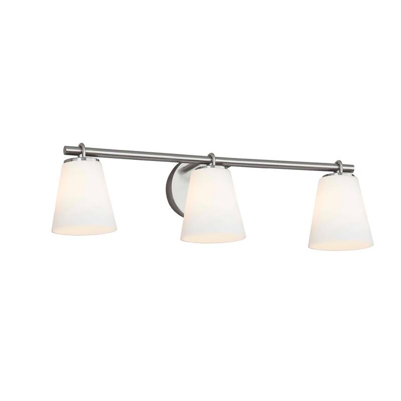 Justice Design Group Alpino 3-Light Bath Bar - Opal Glass - Brushed Nickel/Opal Glass