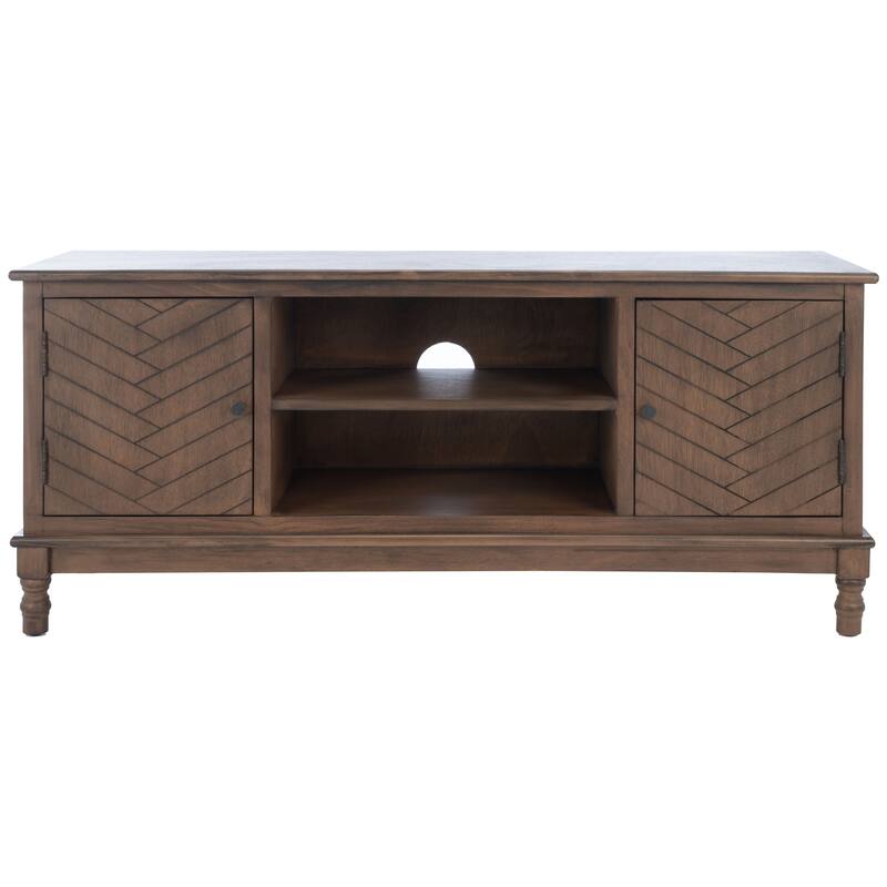SAFAVIEH Echo 2-Door 2-Shelf Storage TV Media Stand - 47.3" W x 15.8" L x 20" H - 47Wx16Dx20H - Brown