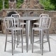 preview thumbnail 16 of 31, 30'' Round Metal Indoor-Outdoor Bar Table Set with 4 Vertical Slat Back Stools - 30"W x 30"D x 41"H Silver