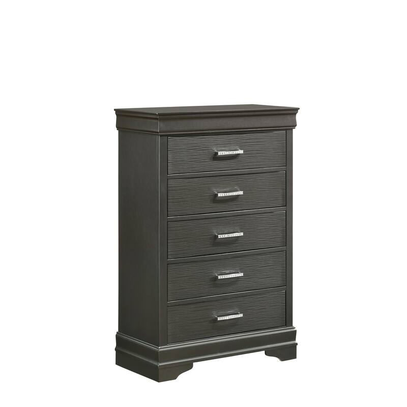 Modern Brooklyn 5 Drawers Chest made with Wood - Gray