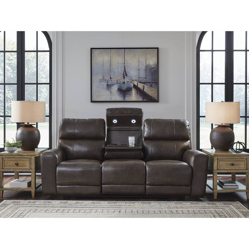 Signature Design by Ashley Side Step Brown Power Reclining Sofa - 90" W x 44" D x 43" H