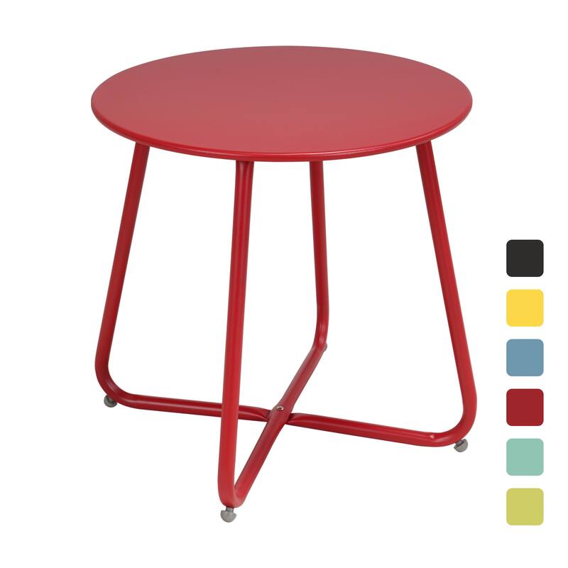 Clihome Outdoor Modern Steel Round Accent Side Table