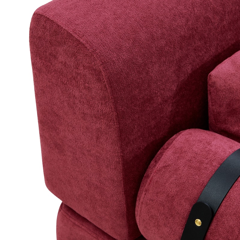 Anmytek Modern 59 Inch Loveseat Sofa with USB Ports and Unique Cylindrical Armrests Red