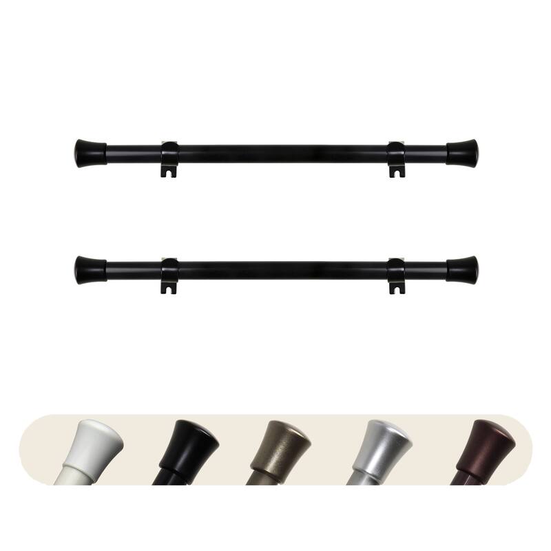 InStyleDesign 5/8 inch Side Curtain Rod 12-20 inch long (Set of 2) - Black