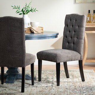Dark grey upholstered shop dining chairs