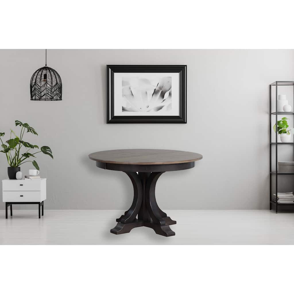 Round Art Deco Dining Table In Antique Grey - N/A