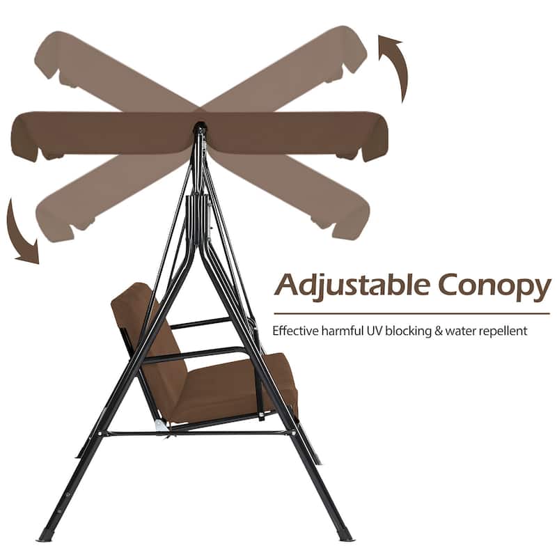 3-Seat Patio Swing Chair, Outdoor Porch Swing Glider