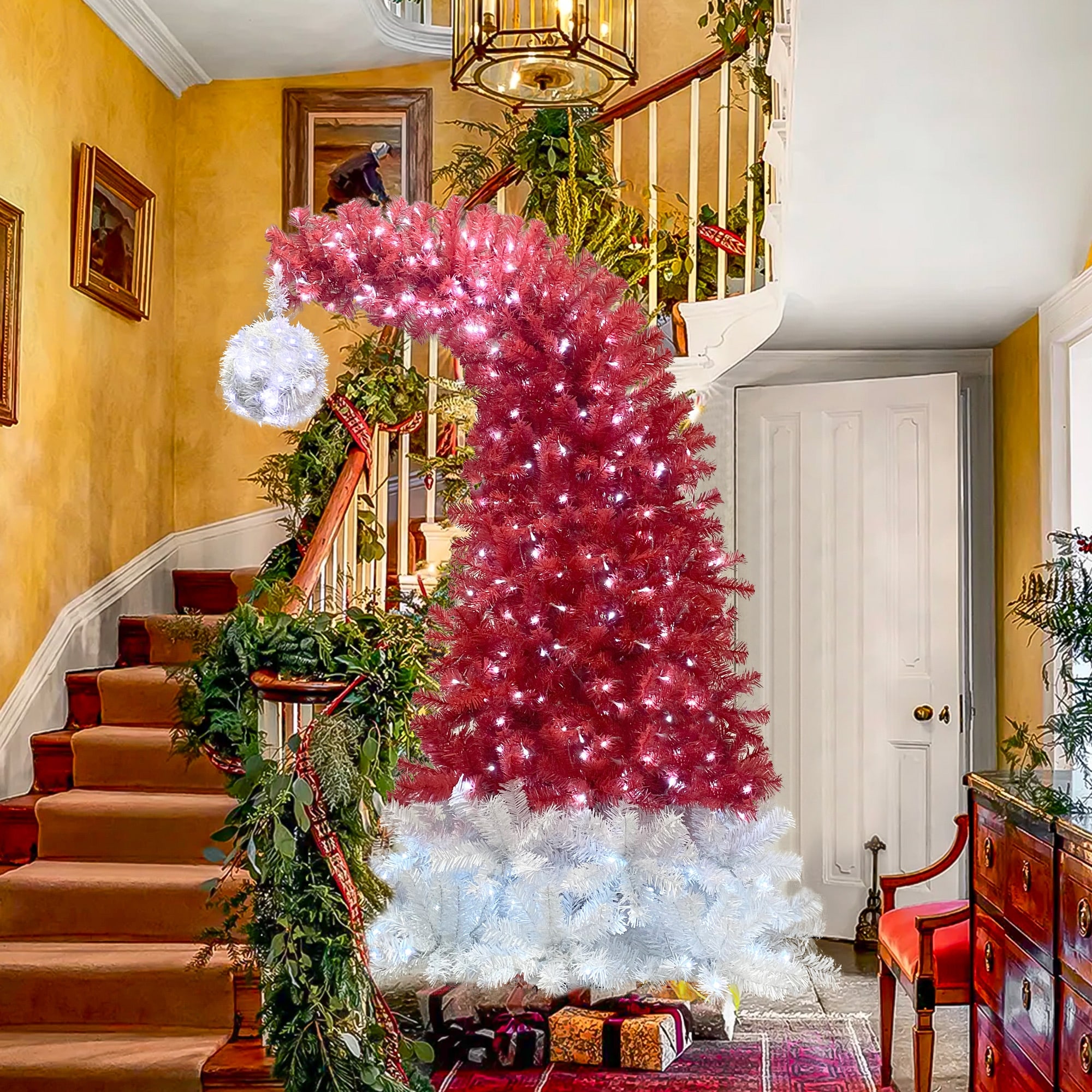 Santa hat christmas tree discount