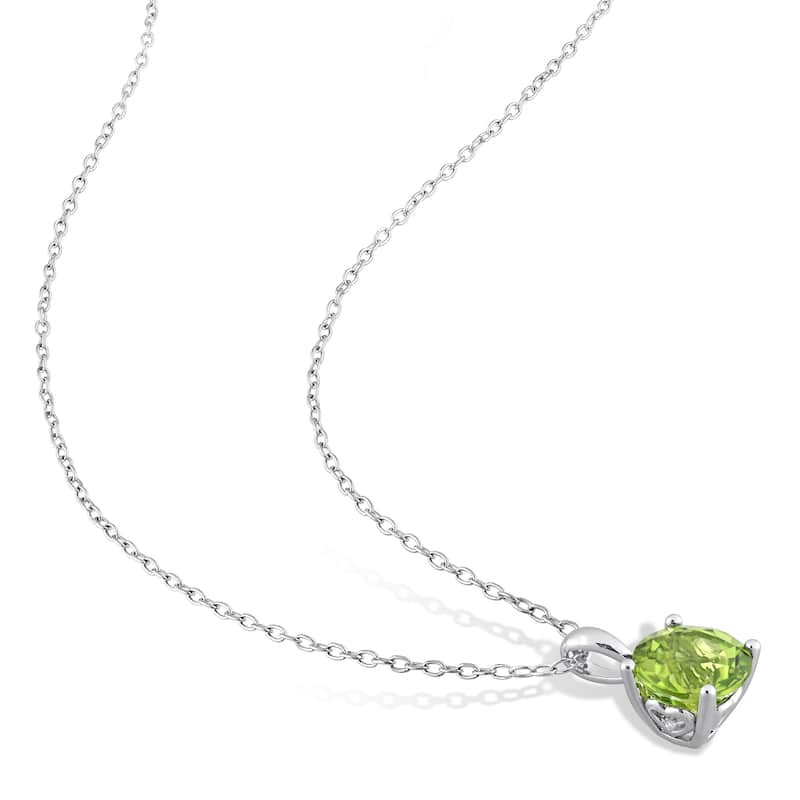 Miadora Gemstone Birthstone Earrings and Necklace Set Sterling Silver