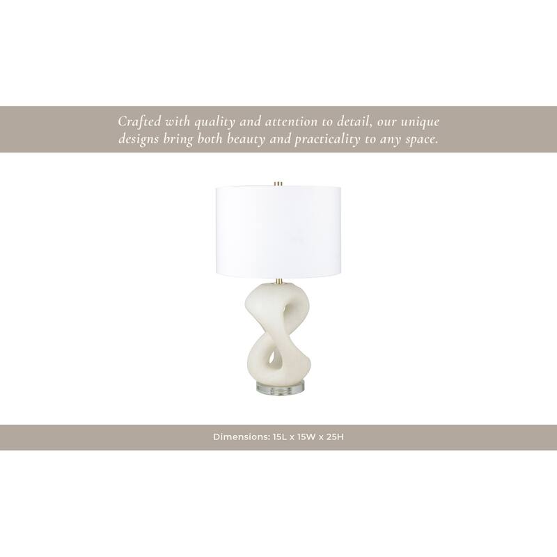 Stone Modern Table Lamp with Sculptural Base Fabric Shade - 25" White - 15" x 15" x 25"