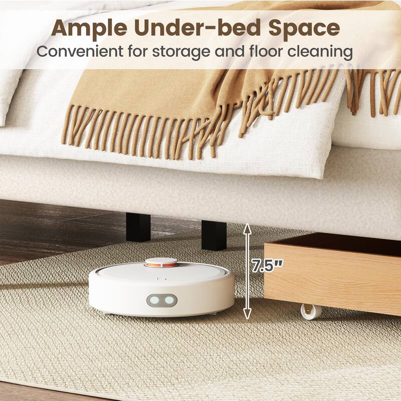 Modern Queen Upholstered Platform Bed Frame with Storage Drawer and Velvet Headboard